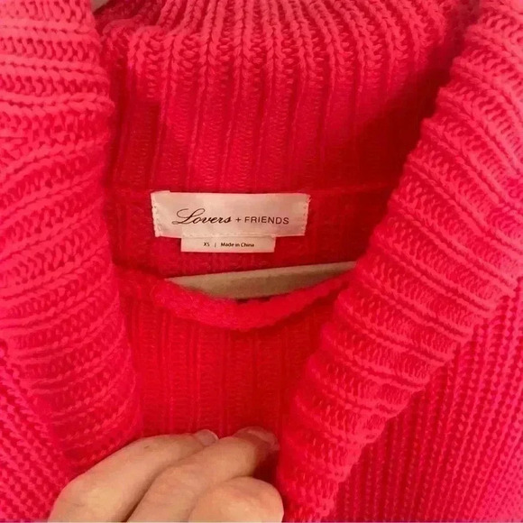 Lovers + Friends Christina Sweater Dress Magenta Pink Barbiecore Knit Cotton - Picture 7 of 7